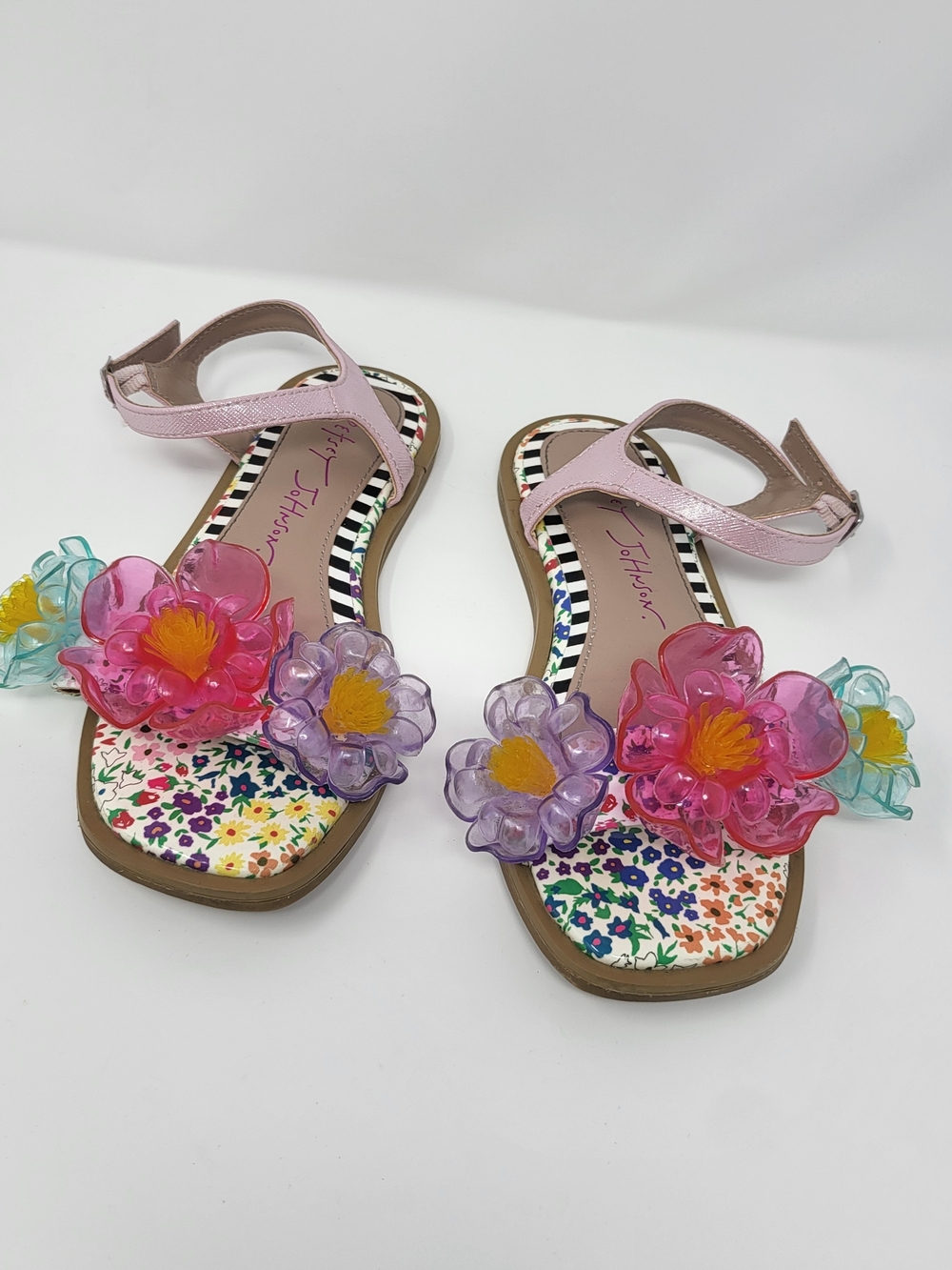 Betsey Johnson Pink Floral Jelly Flower Girls Sandals